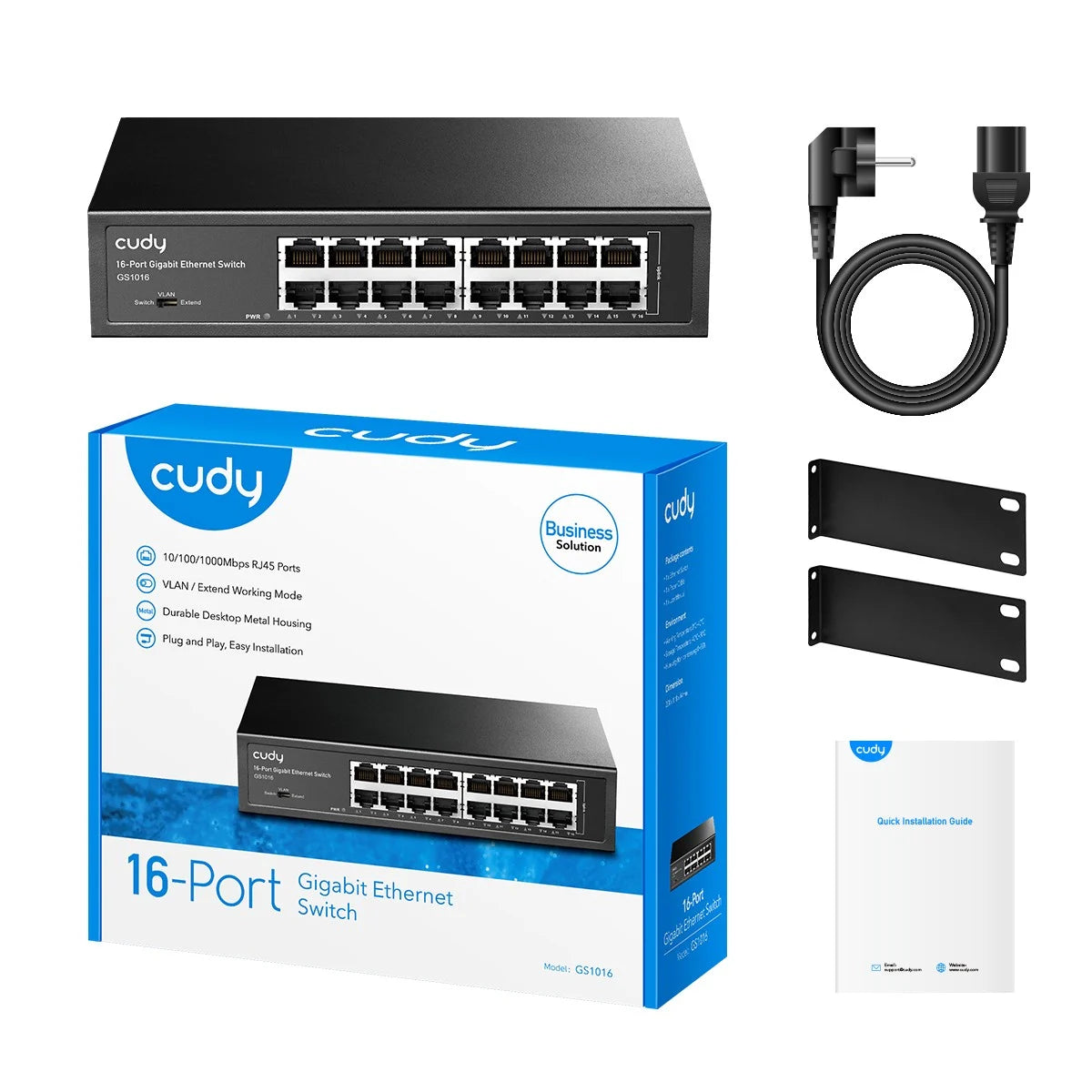 CUDY 16-Port Gigabit Ethernet metal switch
