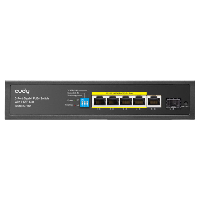 CUDY 5-Port Gigabit PoE switch with SFP slot
