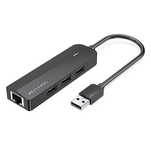 Black Vention USB 2.0 hub with Ethernet and 0.15M cable
