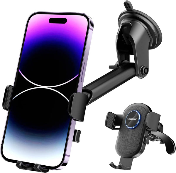 Buy Vention One Touch Car Phone Mount – Black Square with suction cup
