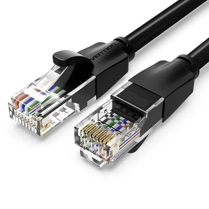 Vention Cat.6 UTP Patch Cable 20M Black for extended Ethernet connections
