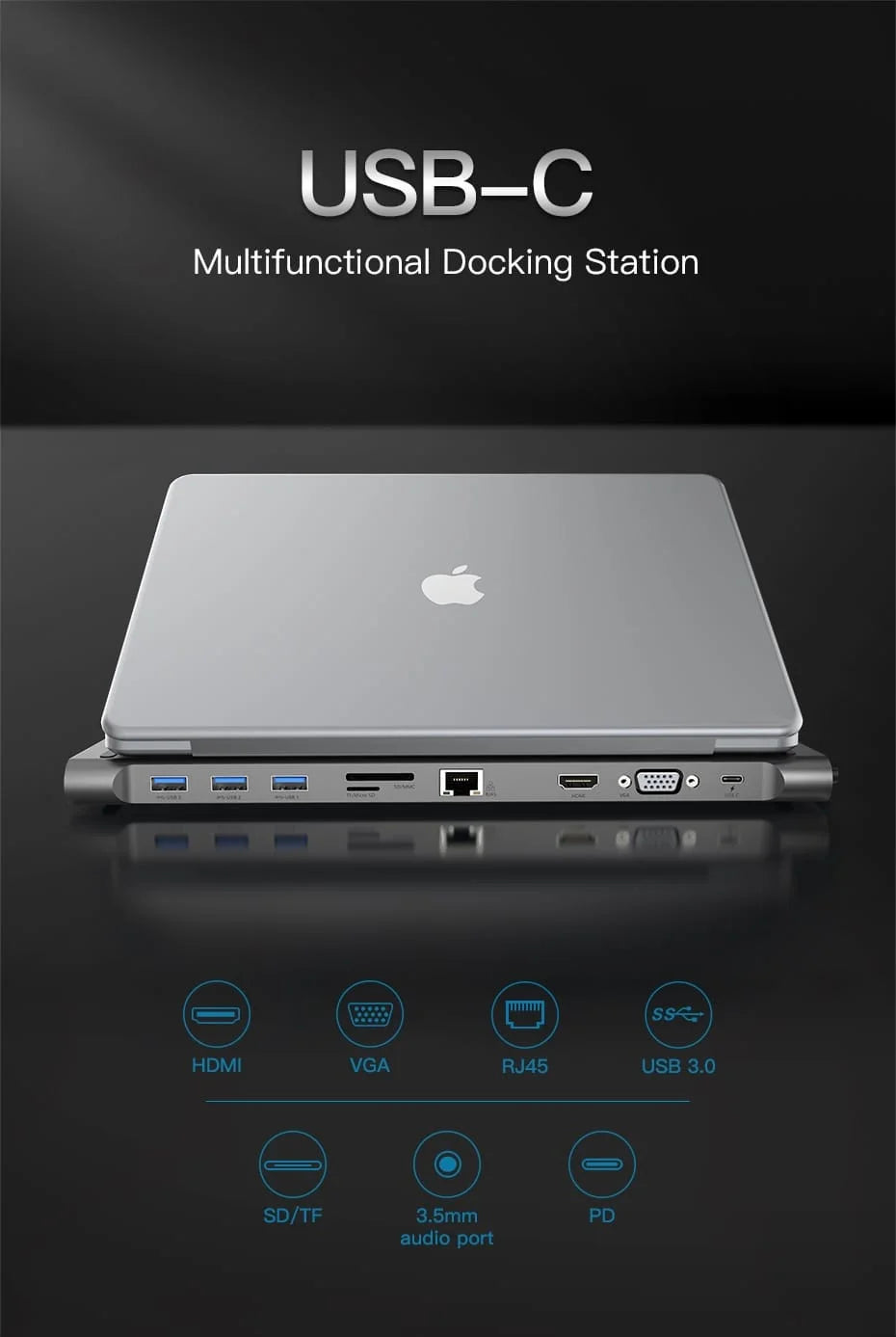 USB-C 11-in-1 docking station for laptops
