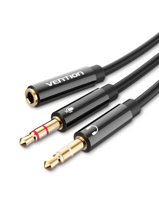 Vention 0.3M 2x3.5mm Male to 4-Pole Female Audio Cable Black
