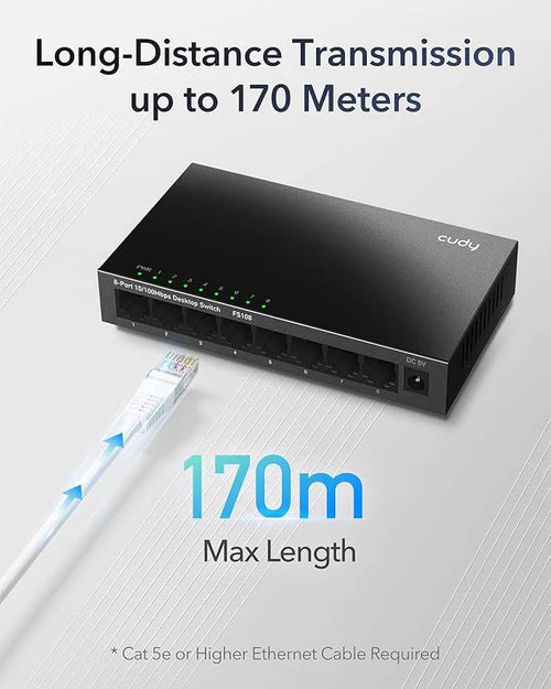 CUDY 8-Port Gigabit Metal Switch for home and office networking
