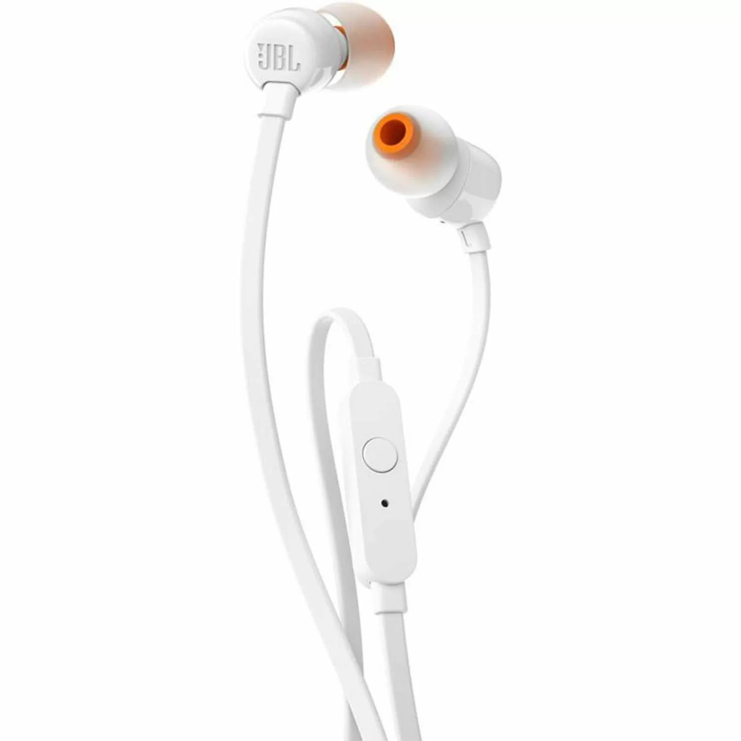 JBL Tune 110 white wired earphones with microphone
