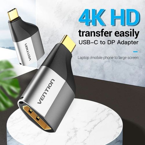 Vention gray metal USB-C to DisplayPort adapter
