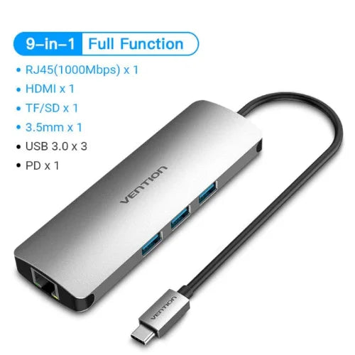 Vention USB-C docking hub – HDMI, PD, RJ45 ports
