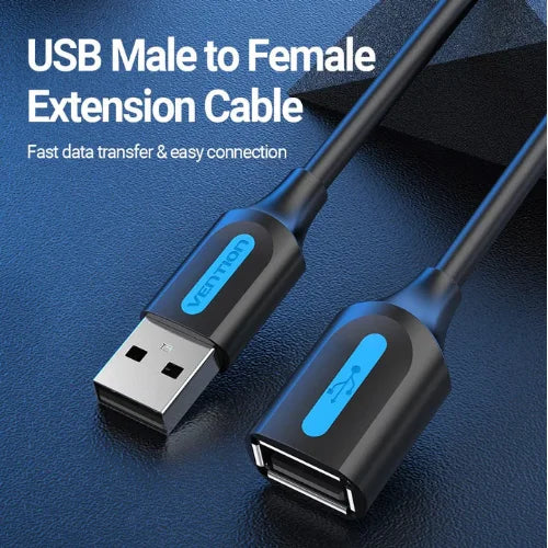 TechHaven Vention USB 2.0 A Male to A Female Extension Cable 3 Meter Black PVC
