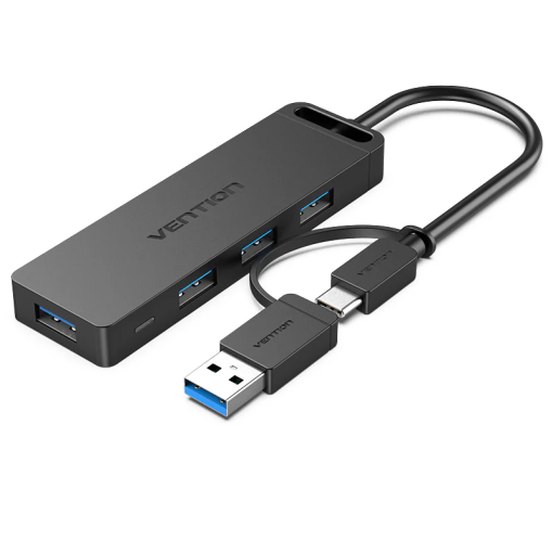 Vention 4-Port USB Hub with Type-C and Power Adapter
