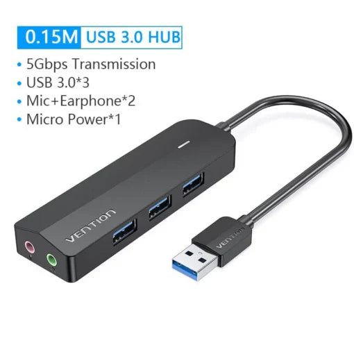 Vention 3-port USB 3.0 hub with sound card
