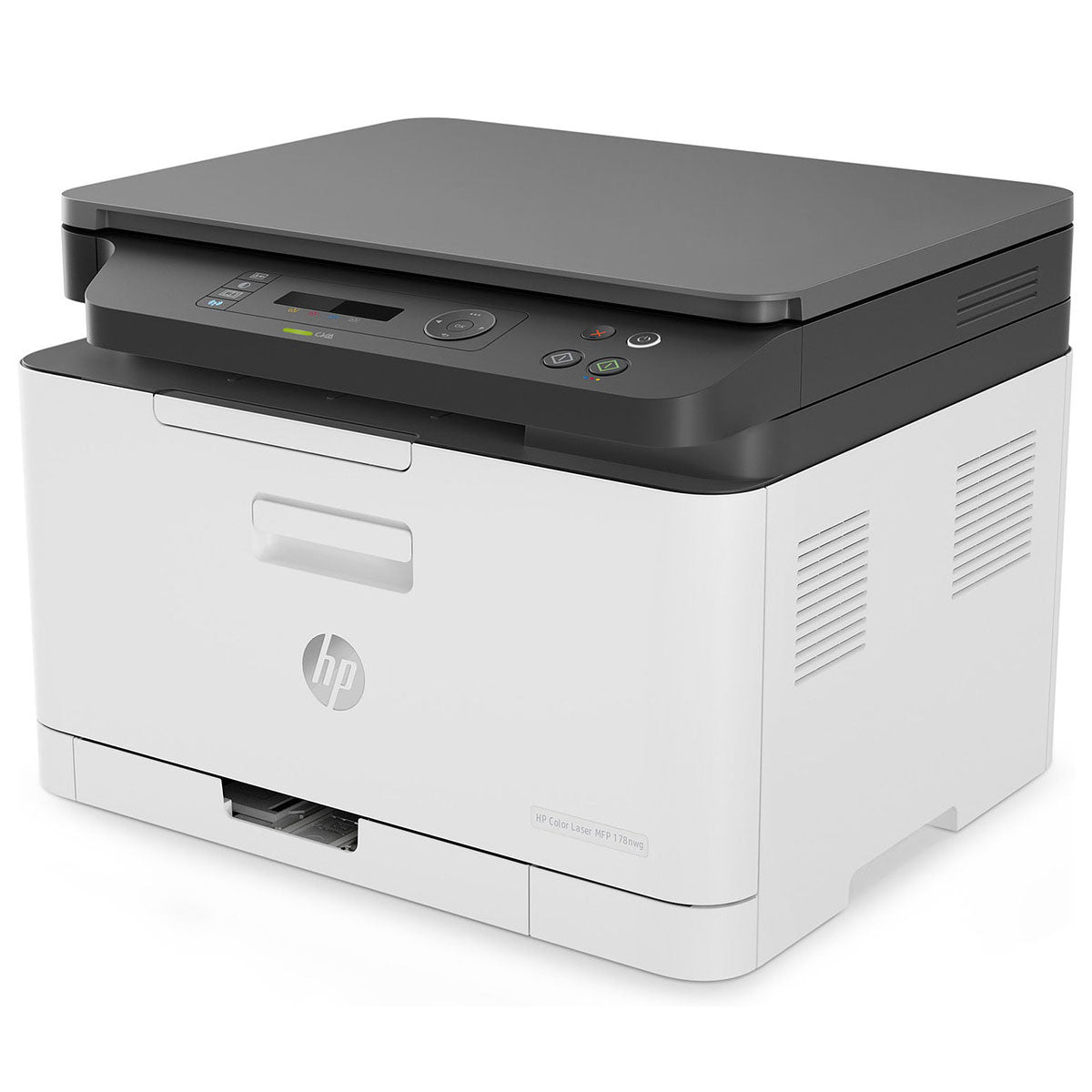 Side view of HP Color Laser Pro MFP 178FNW showing compact design
