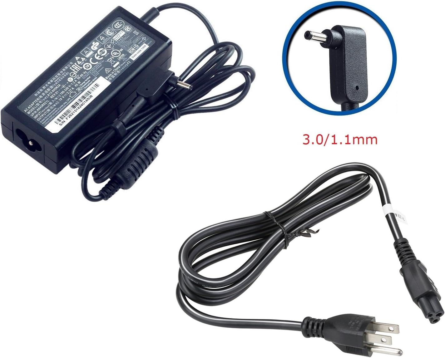 Acer 19V 2.37A small pin charger 45W OEM
