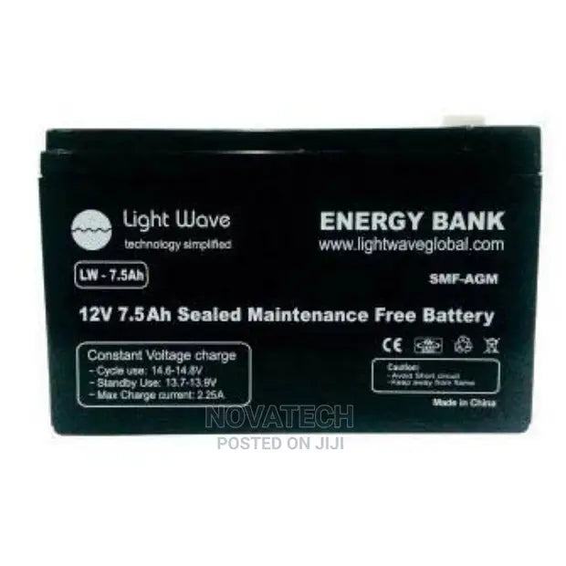  Reliable Lightwave 12V 7.5AH UPS Battery for UPS systems
