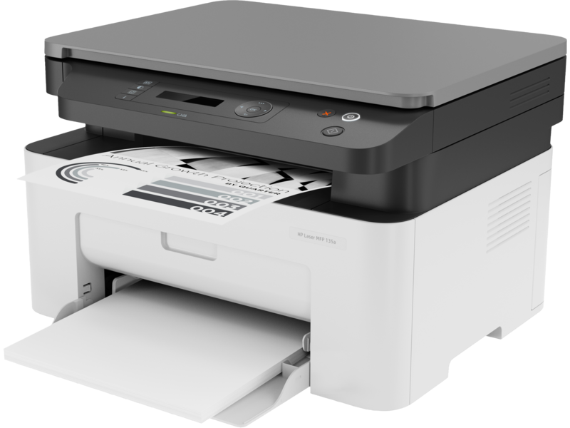 Side view of HP Laser MFP 135A showing compact desktop design
