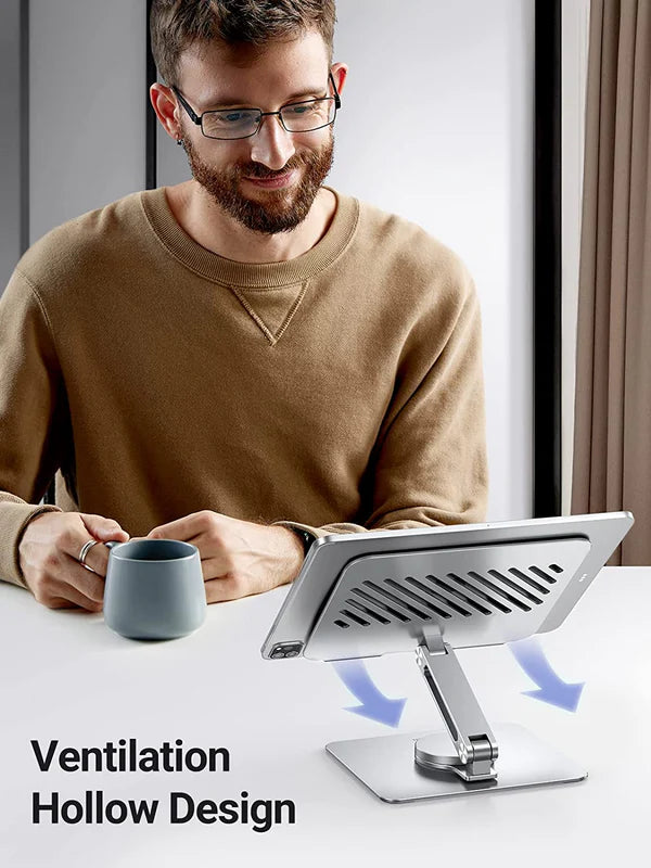 Ergonomic laptop stand with swivel and full-angle adjustment
