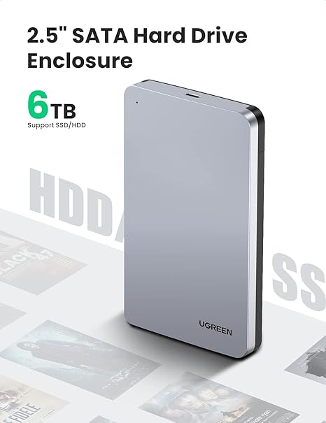 High-speed USB-C external hard drive enclosure for HDD and SSD
