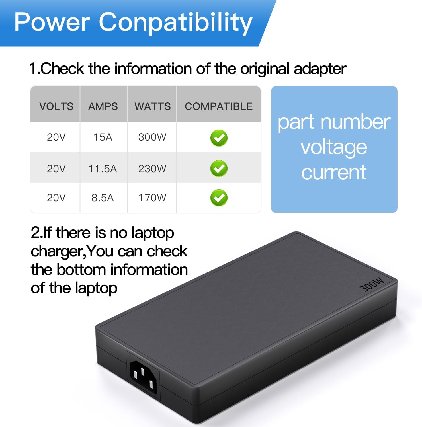 300W Lenovo Legion Y740 power adapter yellow pin
