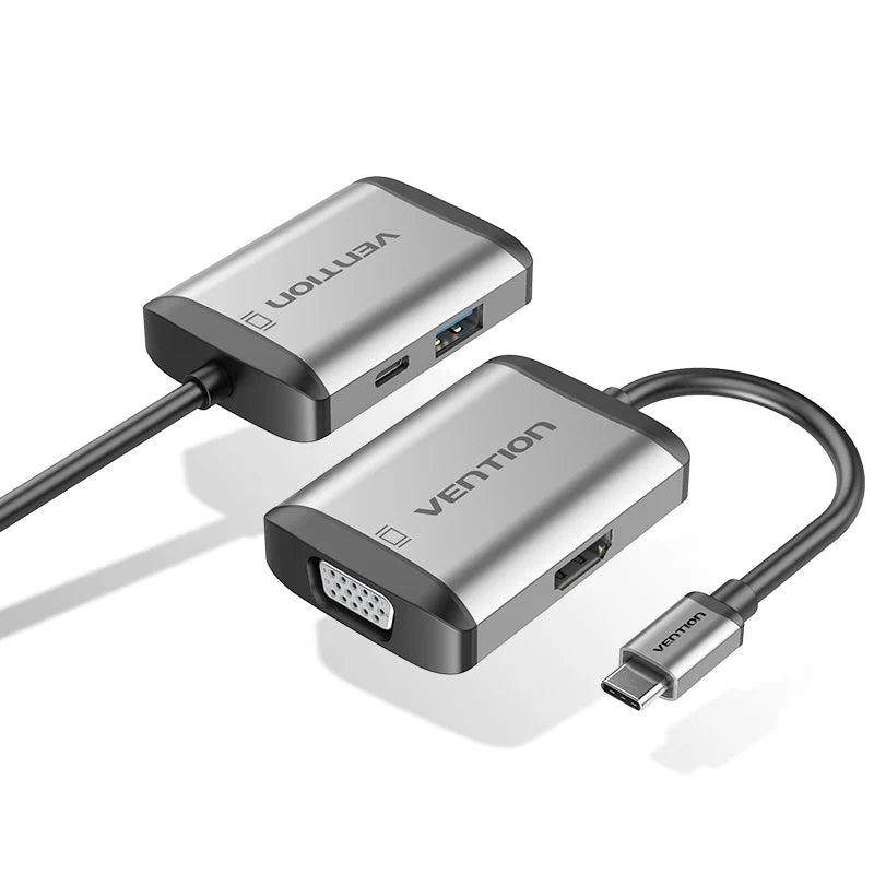 Type-C to HDMI VGA adapter hub with 100W charging support
