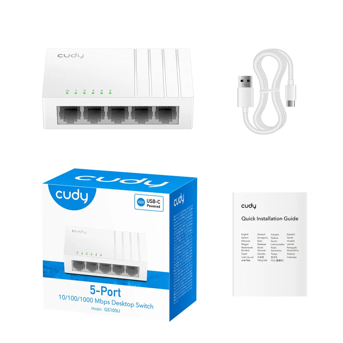 High-speed 10/100/1000Mbps CUDY metal switch
