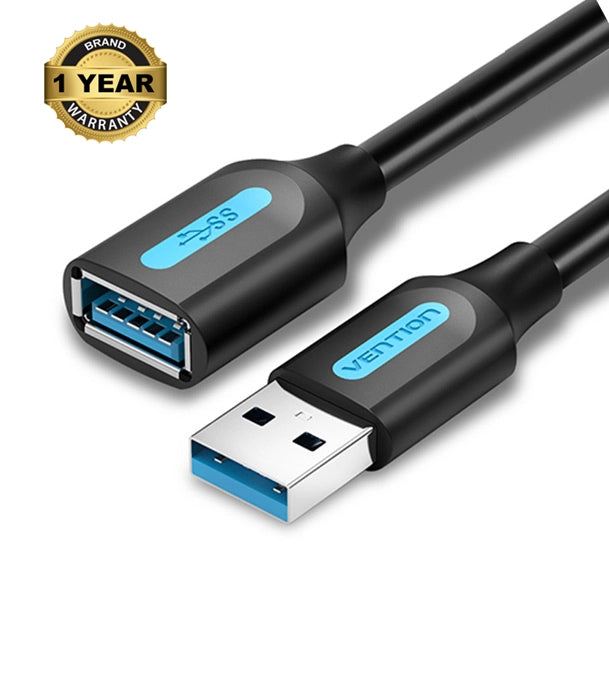 TechHaven 1.5m USB 3.0 A to A female extension cable black PVC
