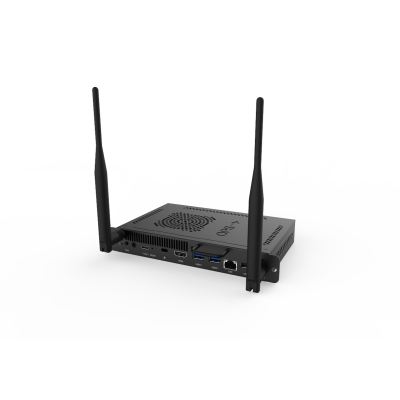 Dahua Mini PC SP-PI7B82IS connected to dual monitors in office setup
