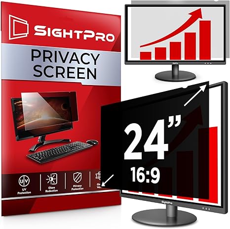 Secure privacy filter for 24" monitors at home and office
