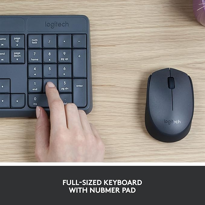 Comfortable Logitech MK235 keyboard and mouse for PC and laptop 
