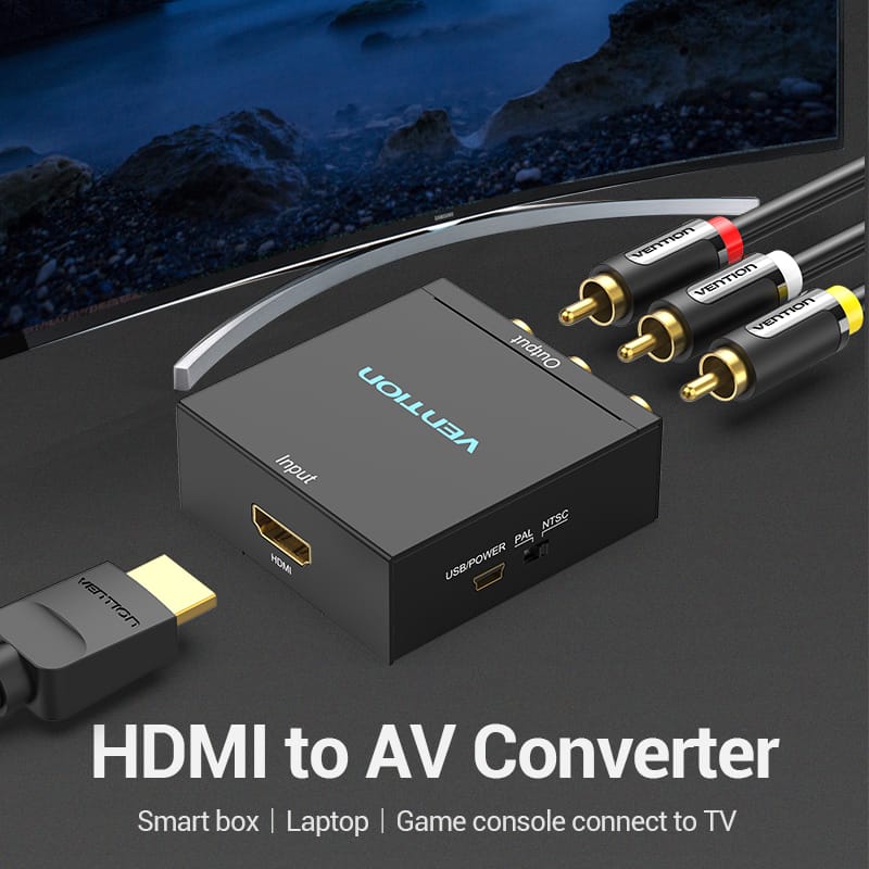 RCA to HDMI converter 1080p black metal
