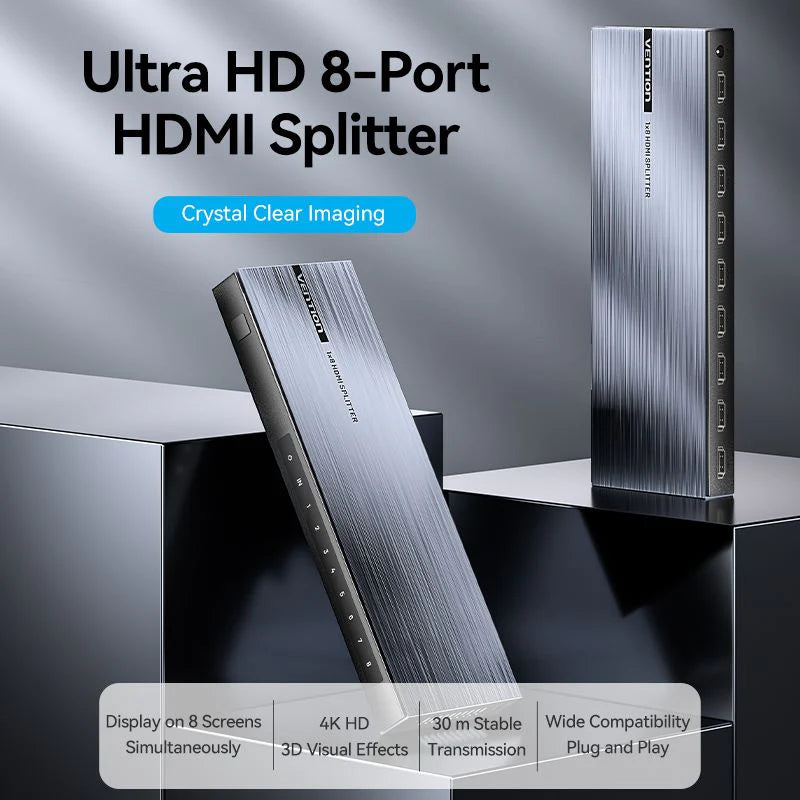 High-quality 8-way HDMI splitter for multiple screens
