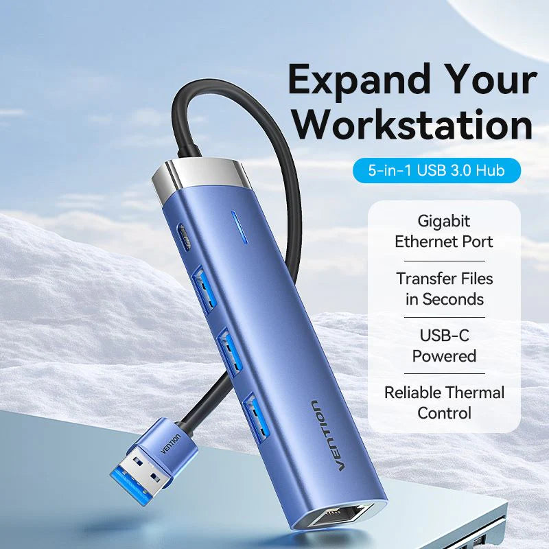 Vention USB 3.0 hub with Ethernet and Type-C
