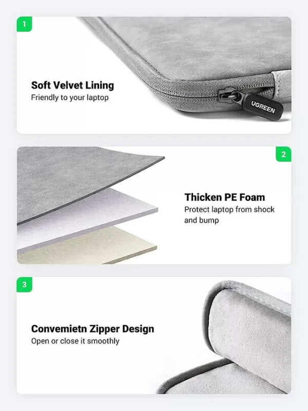 Slim and portable UGREEN laptop sleeve
