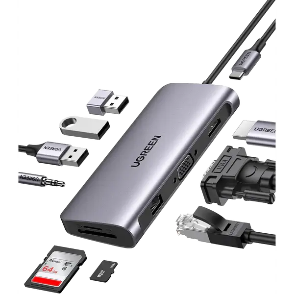Reliable UGREEN CM639 USB-C hub with Gigabit Ethernet and card readers
