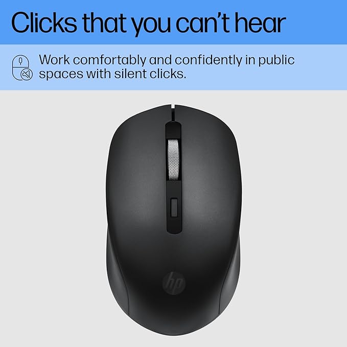 HP Wireless Silent Mouse S1000 Black Ergonomic Design
