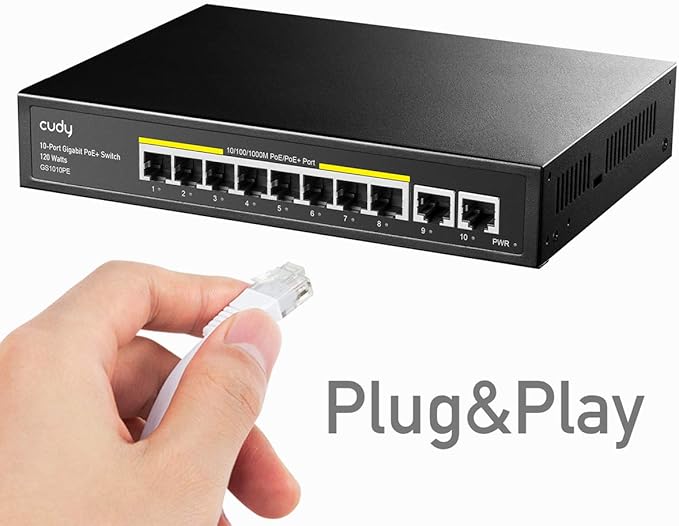High-performance CUDY network switch for IP cameras and VoIP devices
