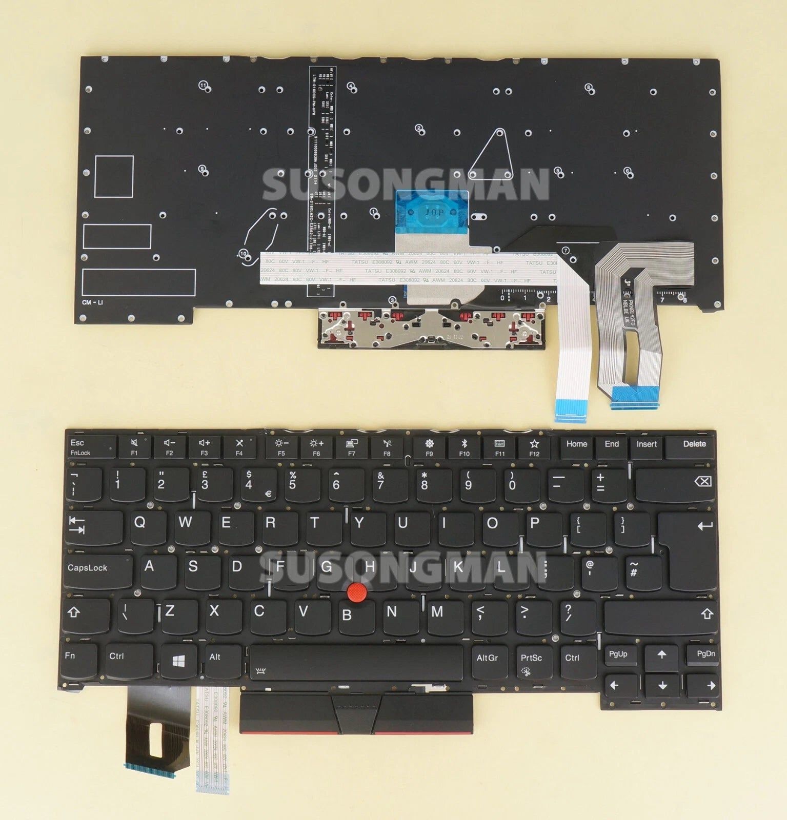 Original Lenovo T490s keyboard with UK keys
