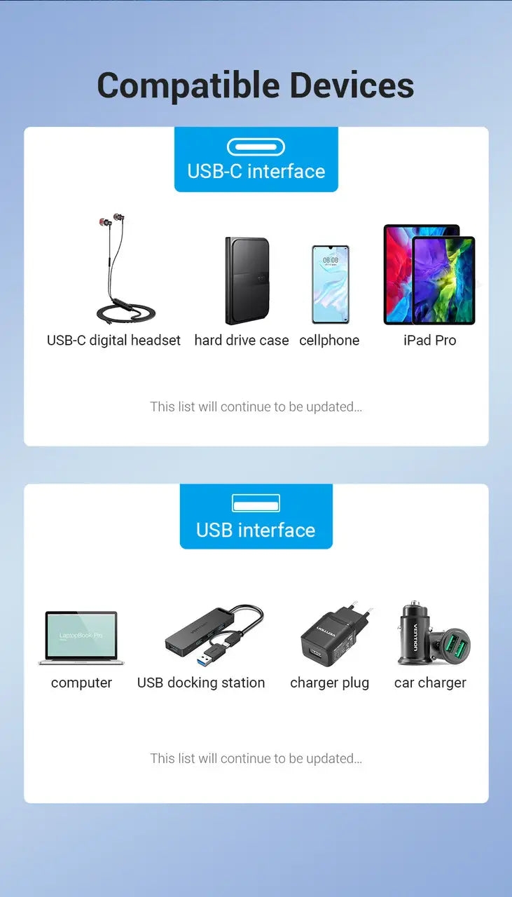 Vention USB 3.1 Type-C to USB-A OTG cable 15cm
