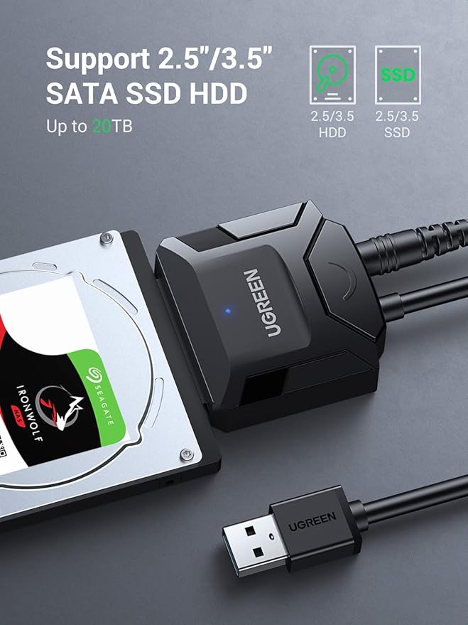 High-speed USB 3.0 SATA adapter with external power for HDD and SSD
