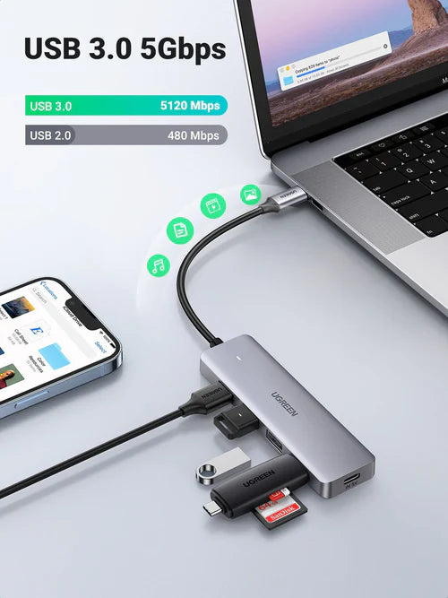 Reliable UGREEN multiport USB hub with 4 high-speed ports
