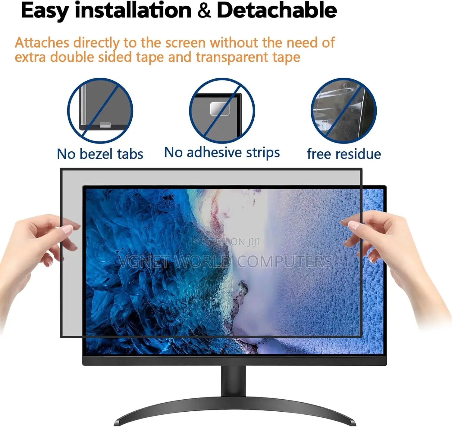 Anti-glare 27" wide privacy screen for office and home use

