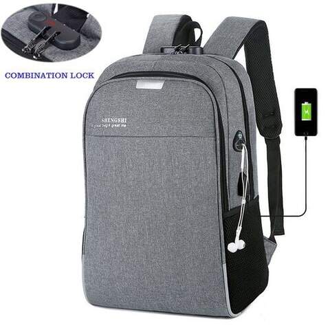 Black Gamme K9502W backpack with padded compartments and USB charging
