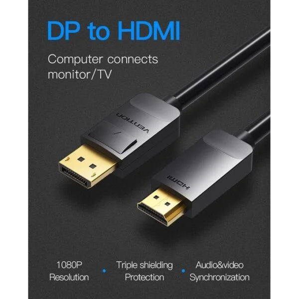 Vention 2M Black DisplayPort HDMI Cable
