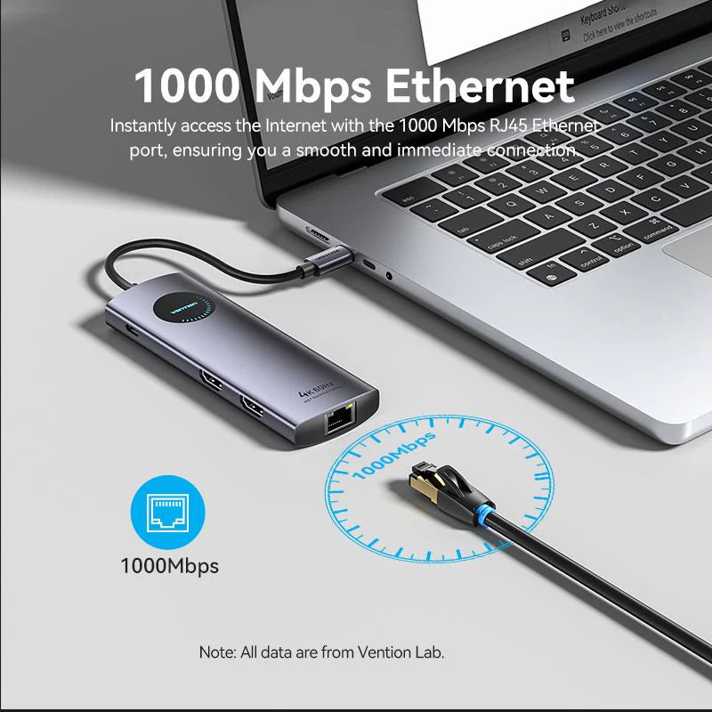 Multiport 100W USB-C docking hub for laptops
