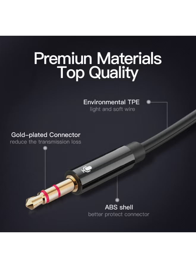 Vention 0.3M 2-in-1 Audio Cable 3.5mm Male to Female Black
