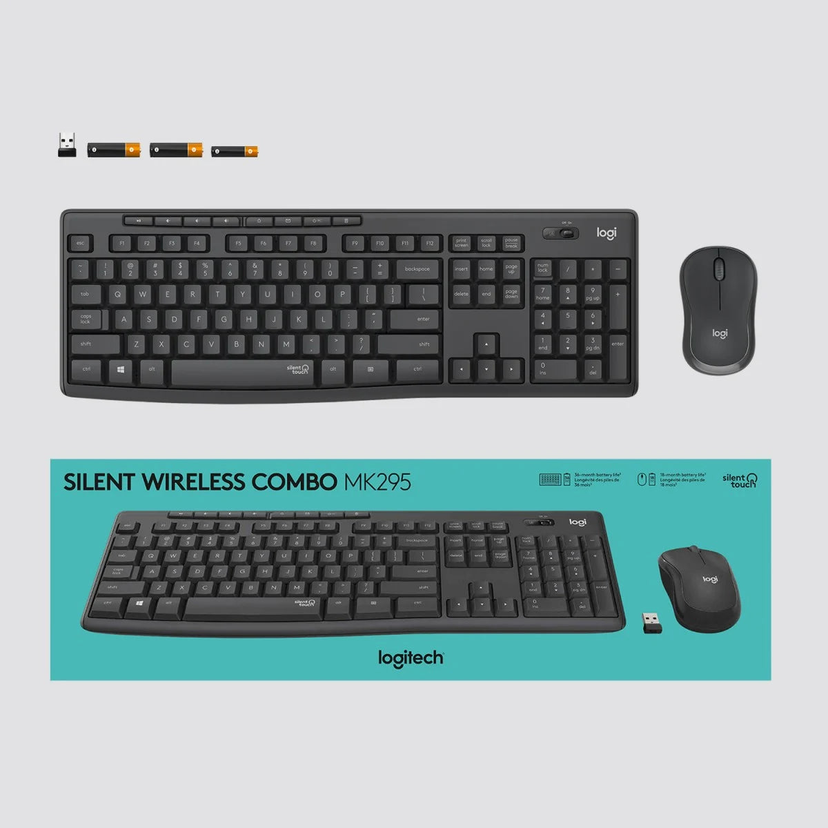 Silent wireless keyboard and mouse combo for office and home
