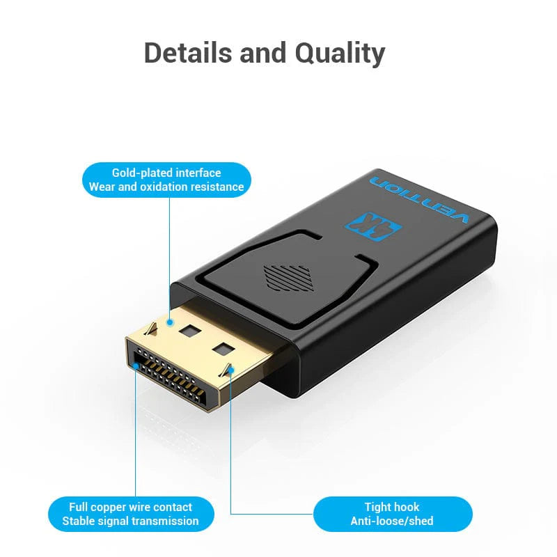 Vention Black DisplayPort to HDMI Adapter Cable
