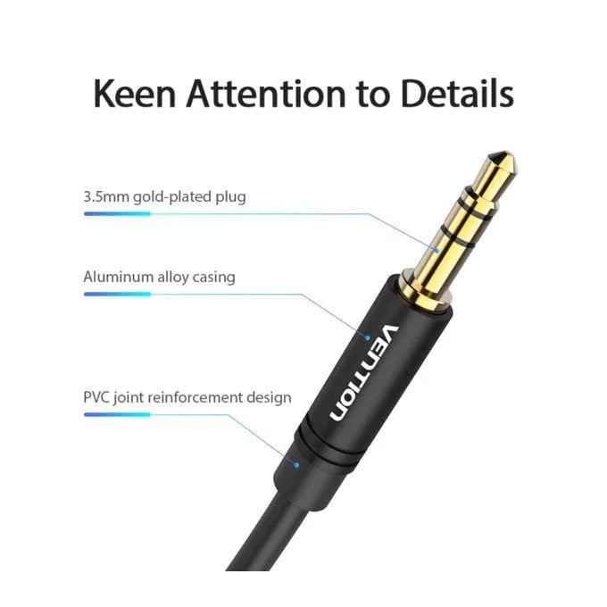 High-Quality Vention Cotton Braided 3.5mm Audio Cable 1.5M
