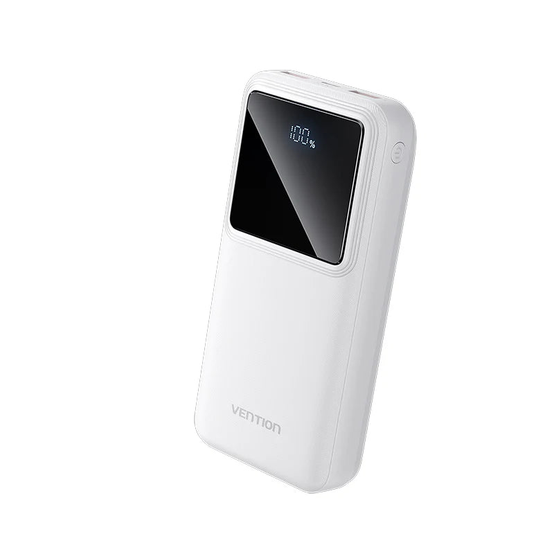 High-Capacity Vention 20,000mAh Portable Power Bank – White