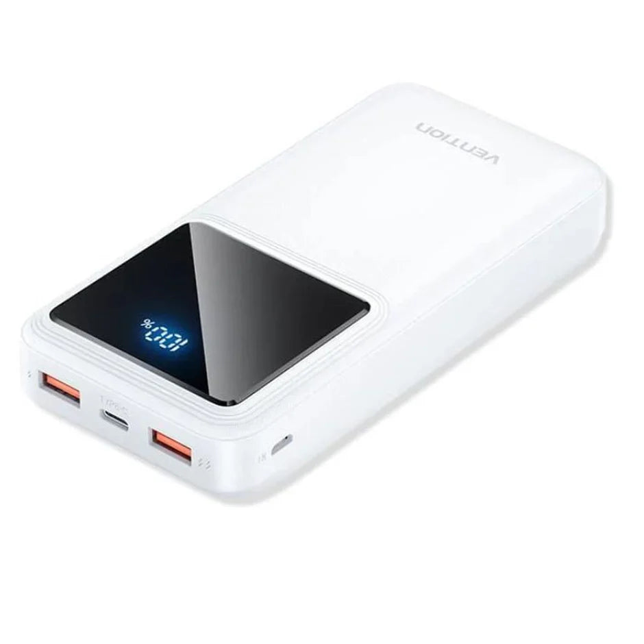 Slim White Vention 10,000mAh Power Bank for Fast Charging