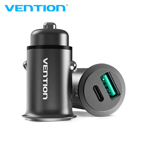 Vention 25W Dual USB Car Charger PD3.0 + QC3.0 Gray