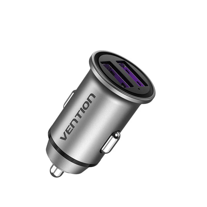 Vention Two-Port USB A+C Car Charger 30W+30W Gray